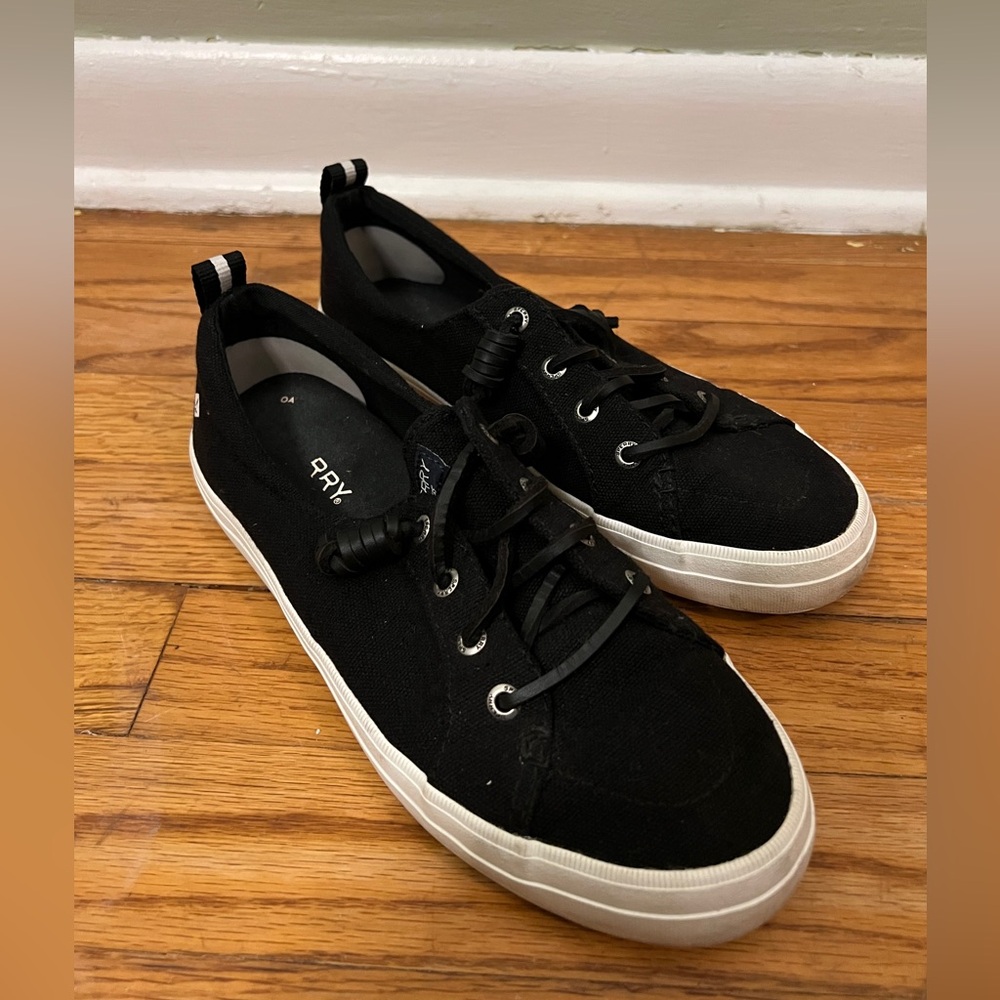 Sperry Crest Vibe Sneaker‎ Black White Women Size 7.5
